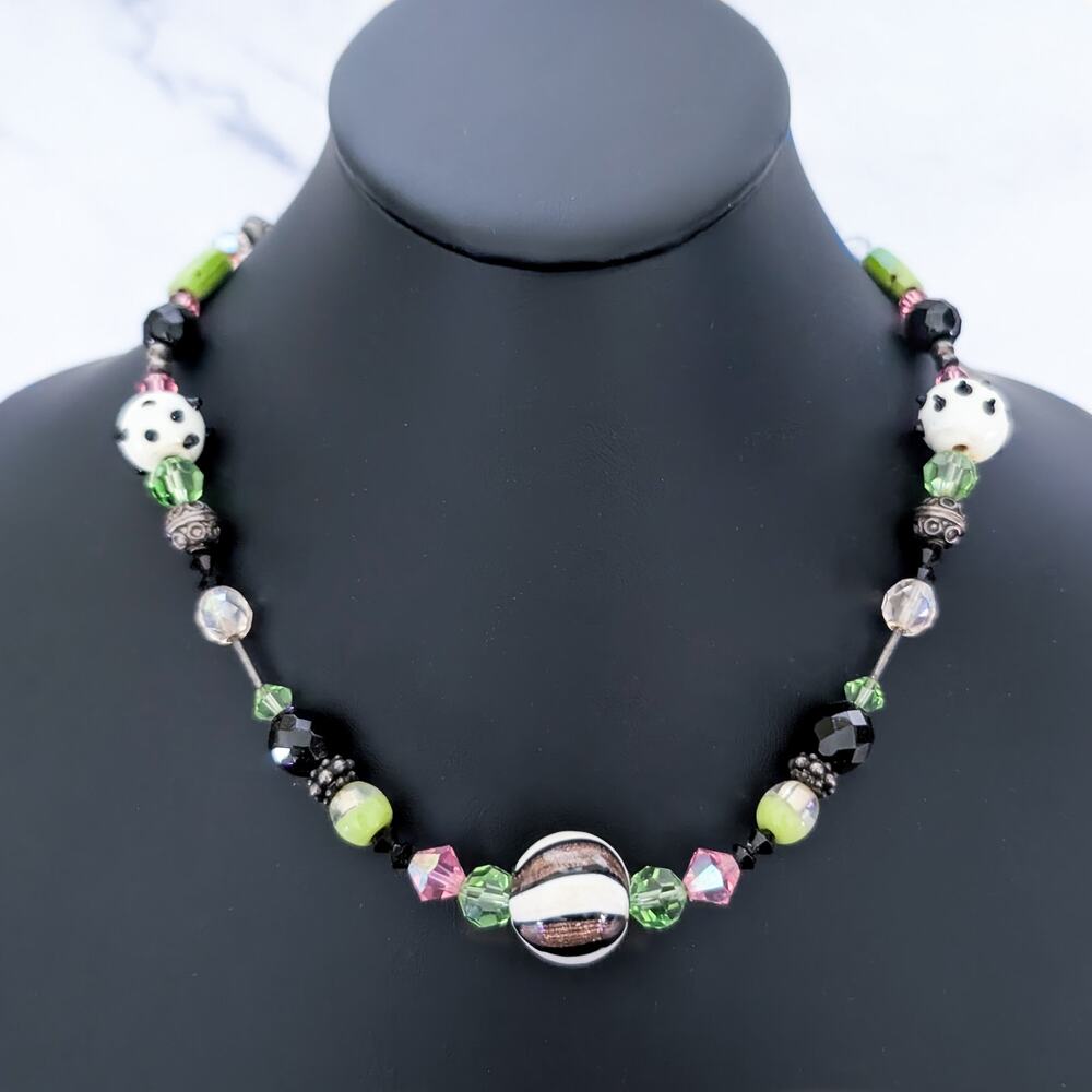Pretty Necklace with Statement Glass Beads 18"